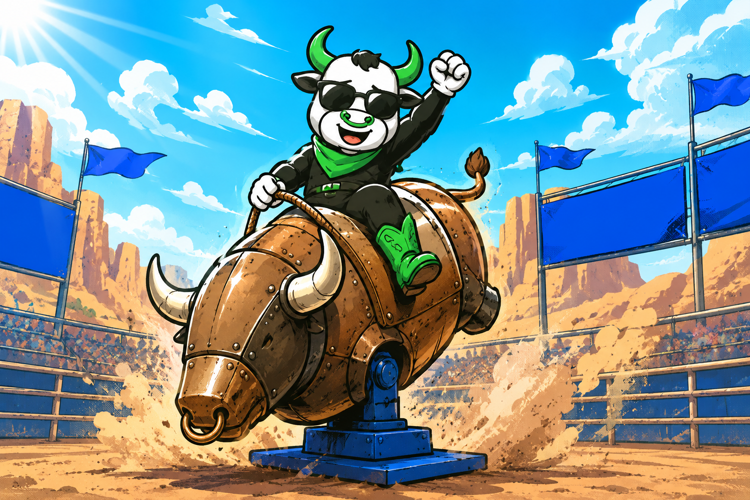 OnlyBulls riding a mechanical bull